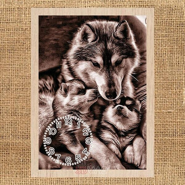 WOLVES CLOCK pyroprinter & laser-ready file 3DWave.us